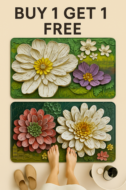 3D Flower Printed Door Mat  Home Office Entrance Door Floor Mat ( Pack Of 2 )