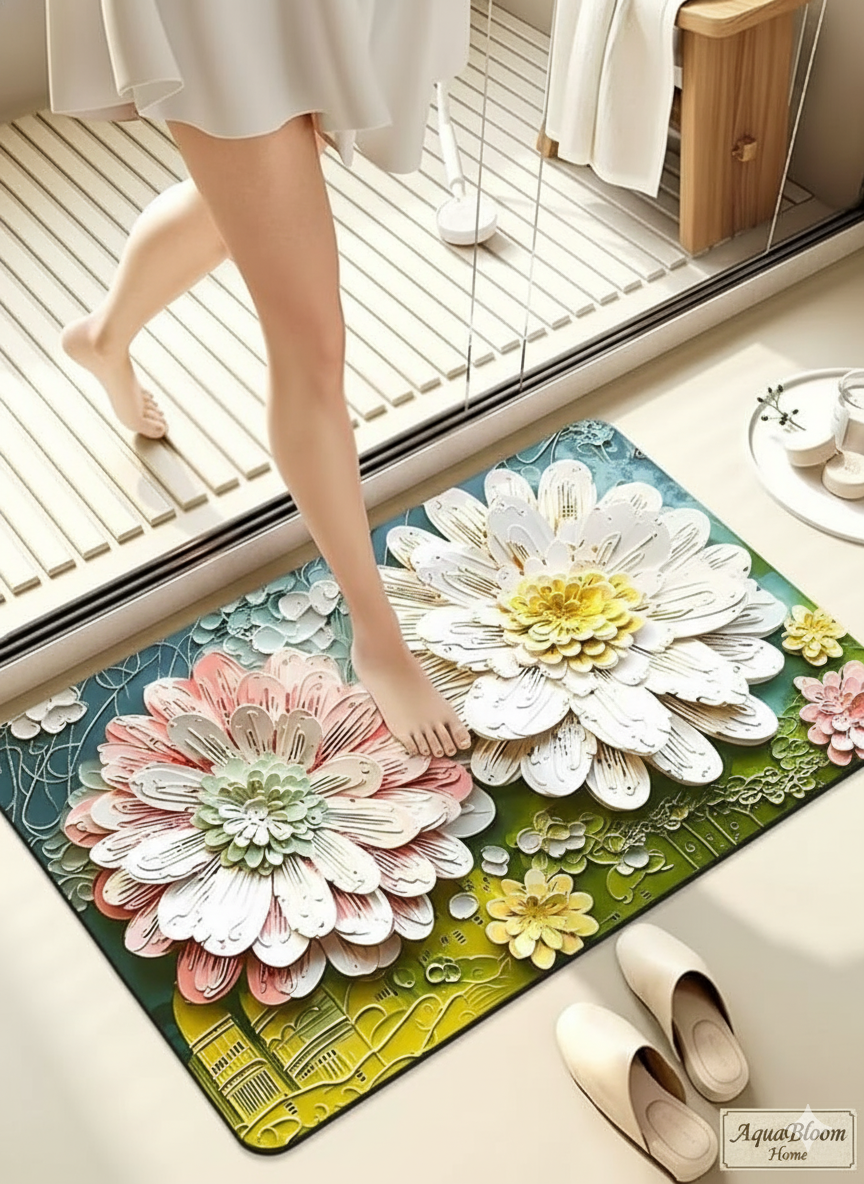 3D Flower Printed Door Mat  Home Office Entrance Door Floor Mat ( Pack Of 2 )