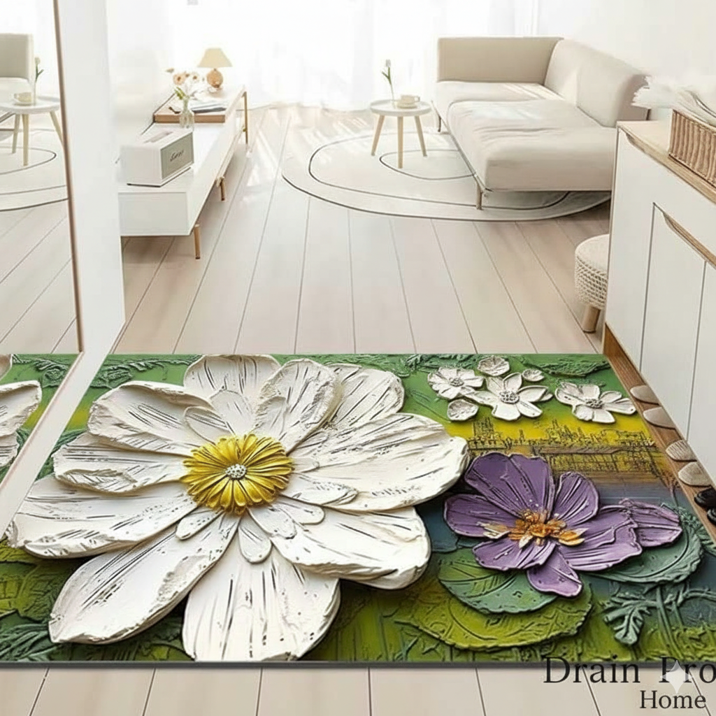 3D Flower Printed Door Mat  Home Office Entrance Door Floor Mat ( Pack Of 2 )