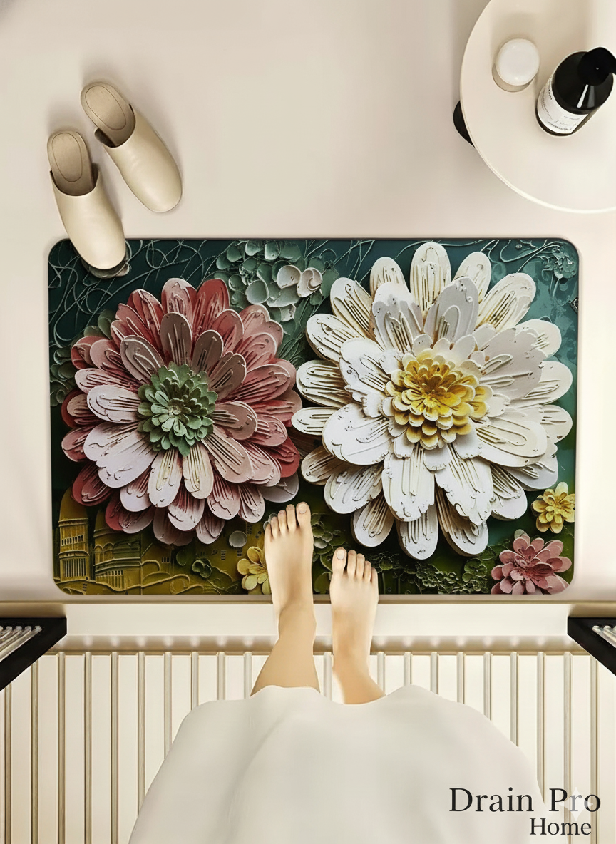 3D Flower Printed Door Mat  Home Office Entrance Door Floor Mat ( Pack Of 2 )